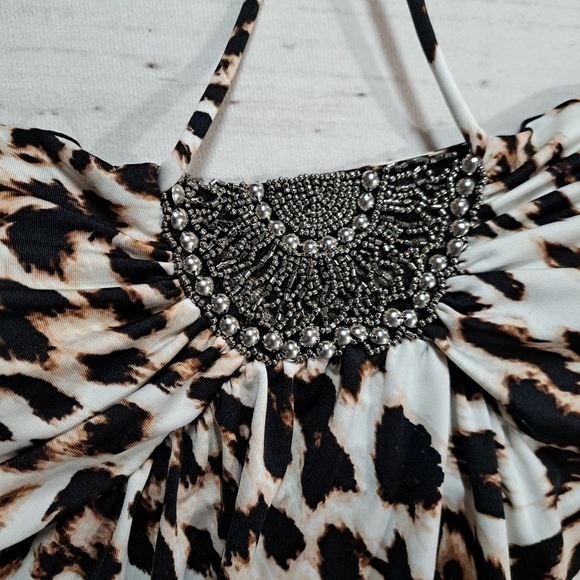 Juniors' HeartSoul Beaded Animal Print Mob Wife Dress Size M - Picture 3 of 9